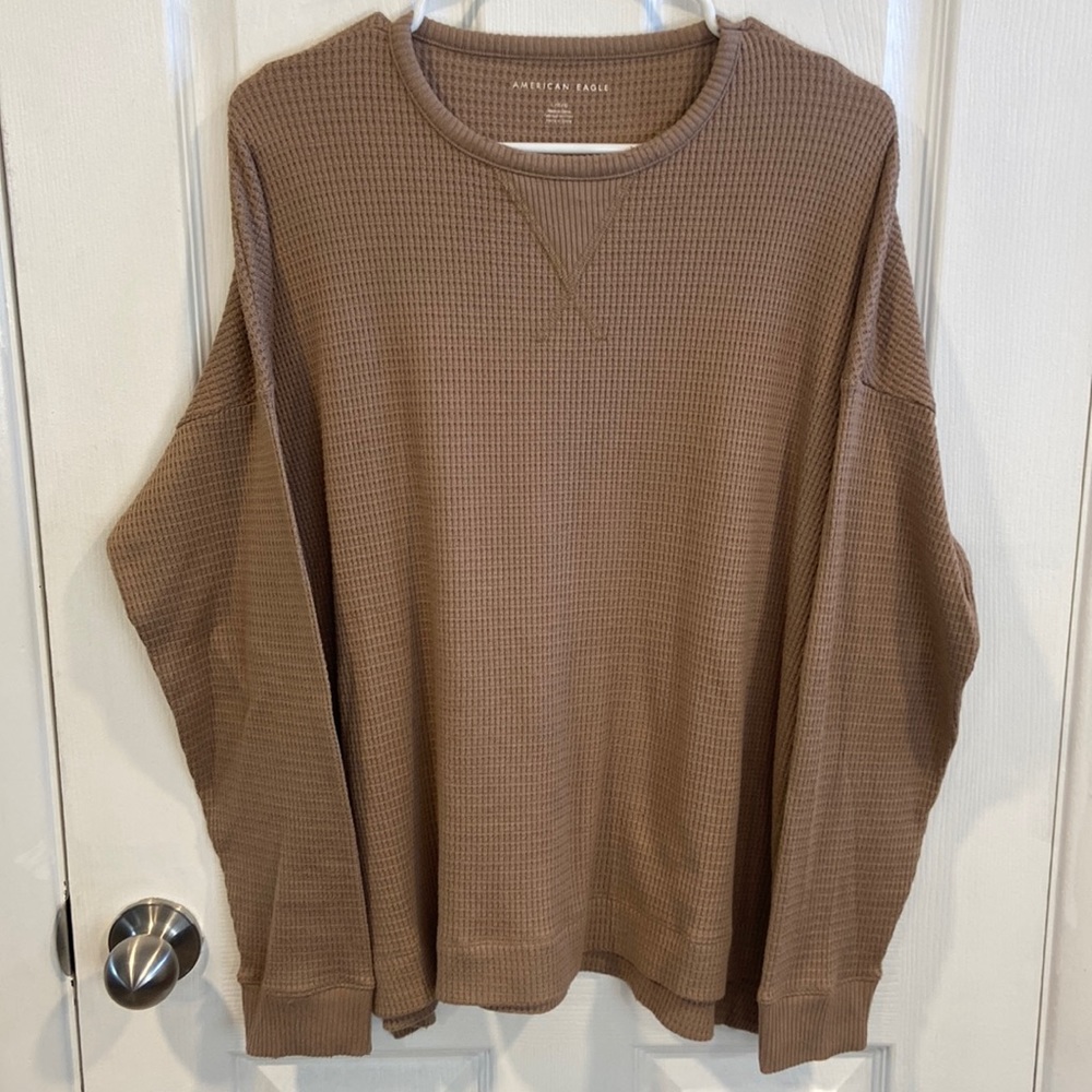 American Eagle Tan Long Sleeve Top Size Large